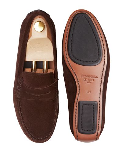 The Cerdena: Driver Camurça Castanha Sola Mista | Crownhill Shoes