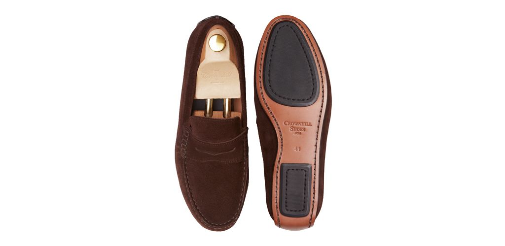 The Cerdena: Driver Camurça Castanha Sola Mista | Crownhill Shoes