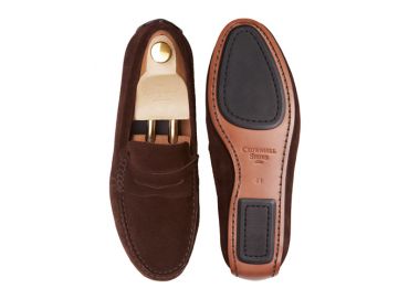 The Cerdena: Driver Camurça Castanha Sola Mista | Crownhill Shoes