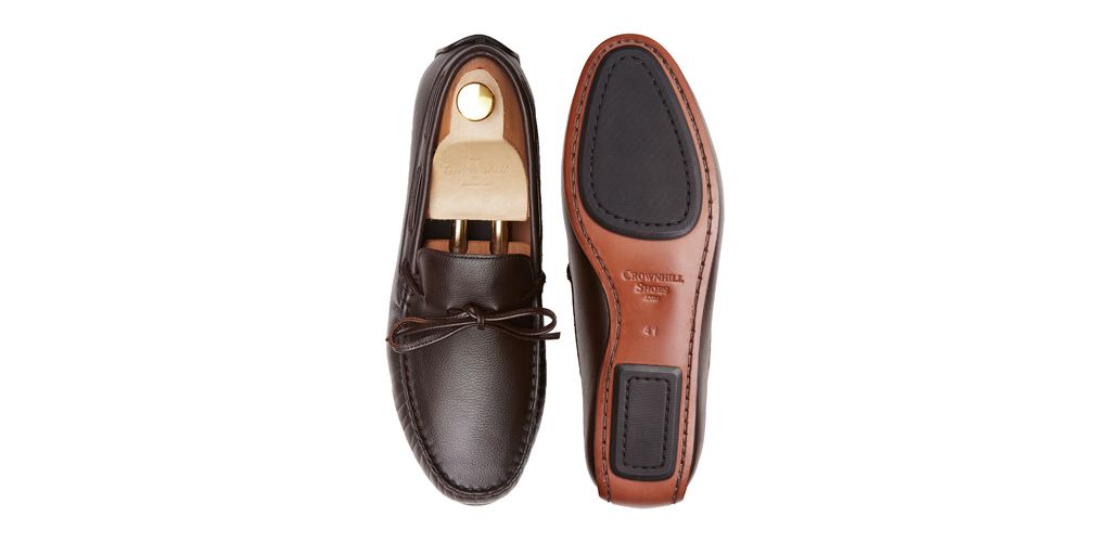 The Tropea: Driver Couro de Cervo Castanho Escuro Sola Mista | Crownhill Shoes
