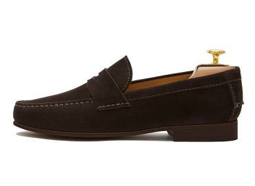 Loafer Penny, sapatos de camurça, sapato marrom escuro, loafer, máscara de sapato, sapatos confortáveis
