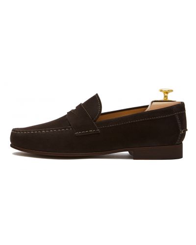Loafer Penny, sapatos de camurça, sapato marrom escuro, loafer, máscara de sapato, sapatos confortáveis