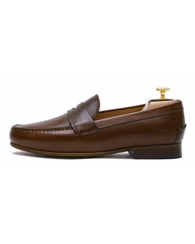 Mocasín penny, zapatos de piel, zapato marrón, zapato loafer, zapato con antifaz de diamante, zapatos cómodos para el verano