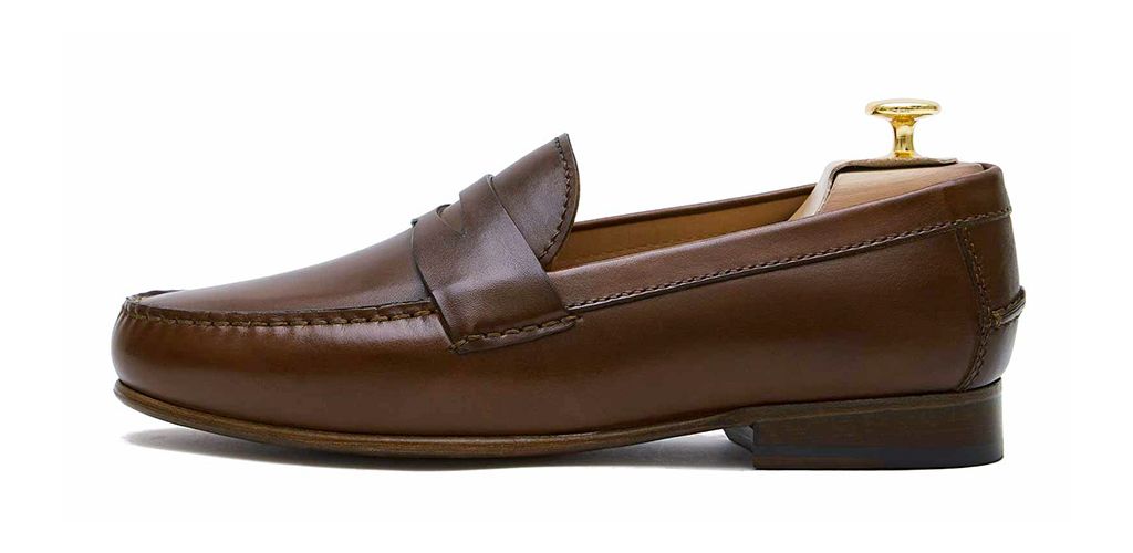 Mocasín penny, zapatos de piel, zapato marrón, zapato loafer, zapato con antifaz de diamante, zapatos cómodos para el verano