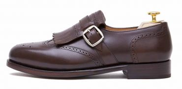 Zapato semi brogue marrón con hebilla plateada, zapato italiano 