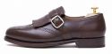 Brown brogue asa ponta monges, marrom mens sapatos