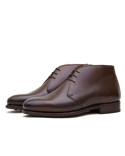 Bottes chukka en cuir brun foncé, bottes pour hommes décontractées