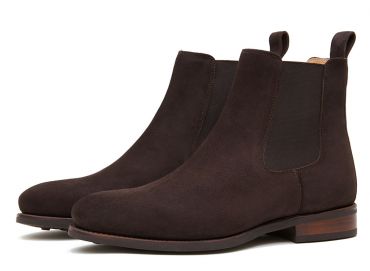 Dark brown suede chealsea boots, cassual mens boots