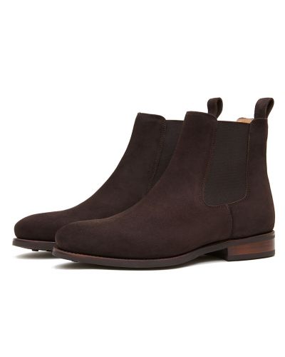 Marrom escuro camurça chelsea botas, casual mens botas