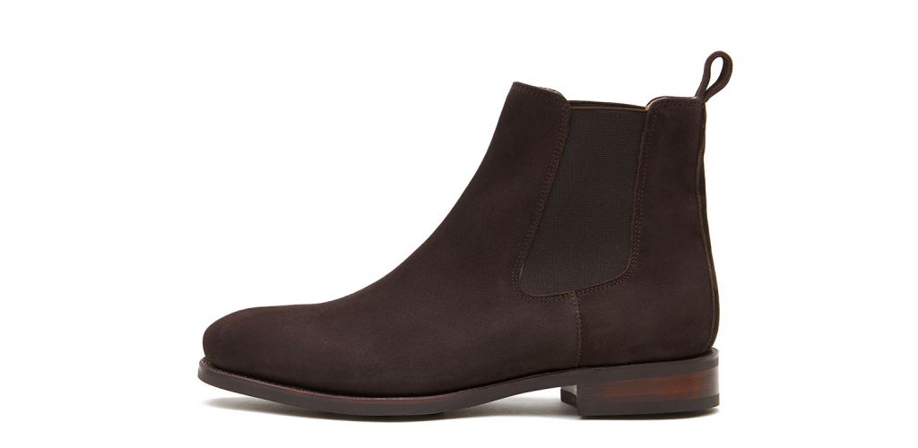 Marrom escuro camurça chelsea botas, casual mens botas