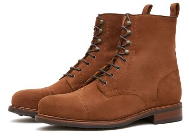 Carregadores de Brown derby corte pá, botas cordas com ganchos, homens botas marrons, botas Balmoral