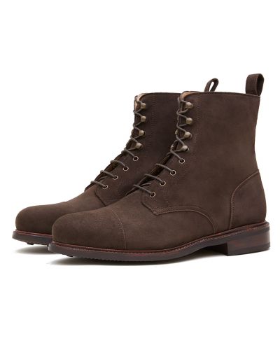 Carregadores de Brown derby corte pá, botas cordas com ganchos, homens botas marrons, botas Balmoral