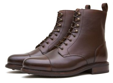 Bottes brun pelle derby de coupe, bottes cordes avec crochets, mens bottes brunes, des bottes balmoral