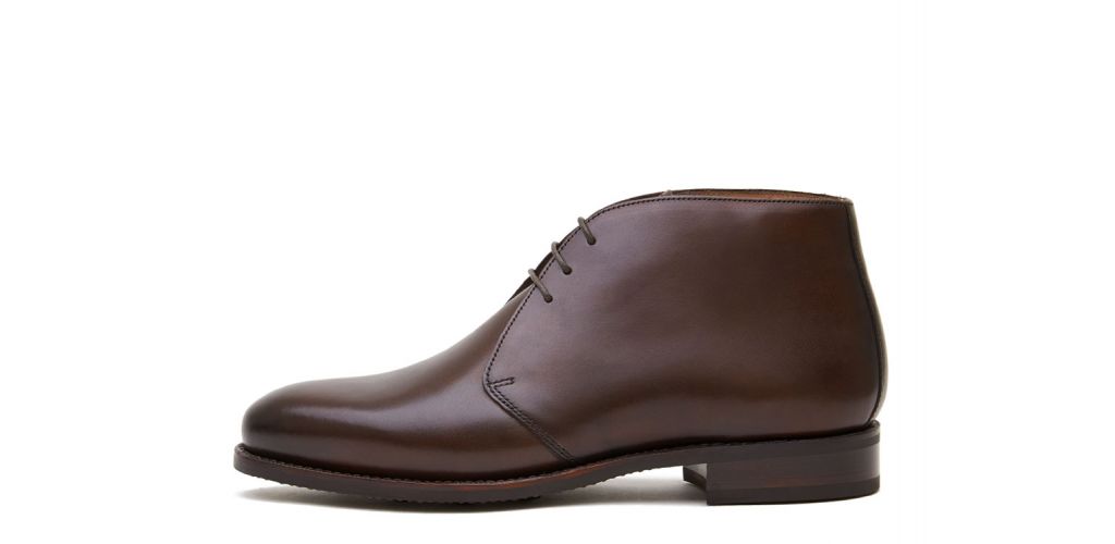 Botas Chukka de cuero crust marron chocolate, bota para hombre de piel marrón oscuro