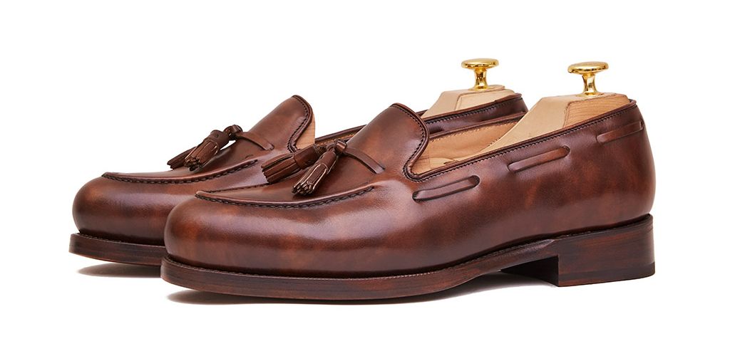 Moccasin dans le masque de cuir brun, mocassin en cuir hommes