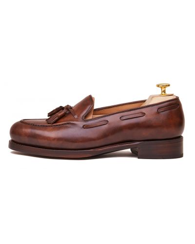 Mocassim na máscara de couro marrom, Homens de couro loafer