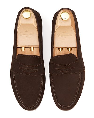 Mocasín penny, zapatos de ante, zapato marrón oscuro, zapato loafer, zapato con antifaz, zapatos confortables, antifaz de diamante