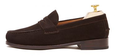 Loafer Penny, sapatos de camurça, sapato marrom escuro, loafer, máscara de sapato, sapatos confortáveis