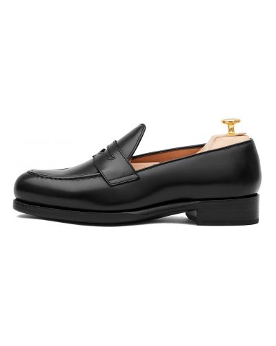 Mocasín de antifaz en piel negro, mocasín de piel para hombre