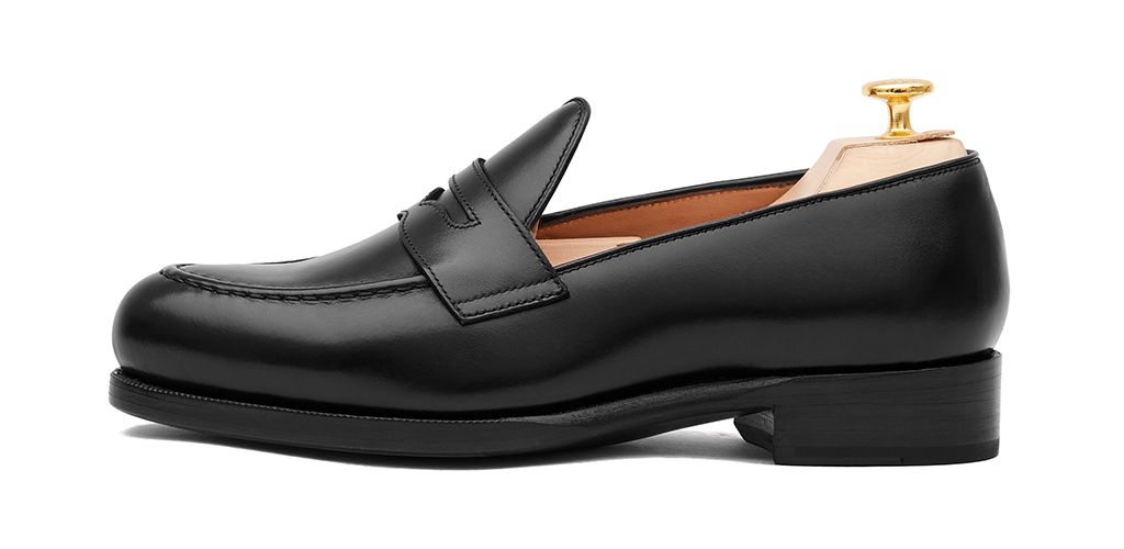 Mocassim na máscara de couro preto, Homens de couro loafer