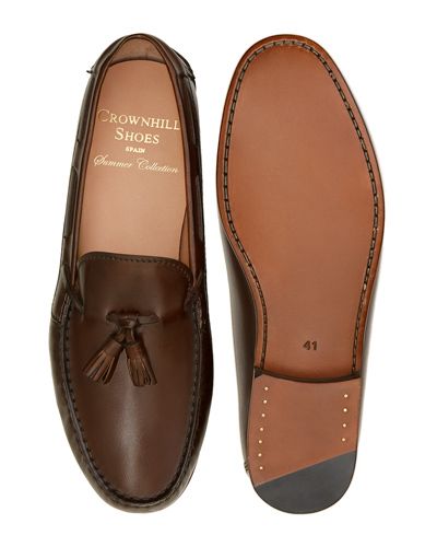 Mocassins pour hommes, chaussures de gland brun, mocassin brun foncé, chaussures noisette marron, chaussures marron Tassel, chaussures confortables, chaussures fabriqués en Espagne