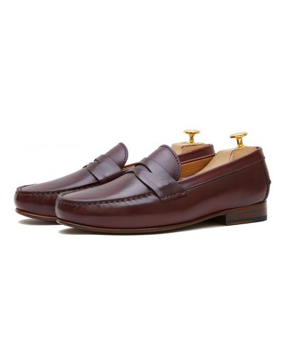 Penny mocassino, scarpe di pelle, scarpe bordeaux, fannullone, maschera di scarpe, scarpe comode