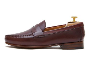 Loafer Penny, sapatos de pele, sapato borgonha, loafer, máscara de sapato, sapatos confortáveis
