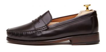 Loafer Penny, sapatos de pele, sapato marrom, loafer, máscara de sapato, sapatos confortáveis