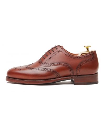 Sapatos em conhaque, brogues completos para homens, fácil de calçado, calçado espanhol para homens, sapatos para todos os tipos de homens