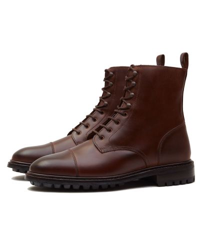Carregadores de Brown derby corte pá, botas cordas com ganchos, homens botas marrons, botas Balmoral