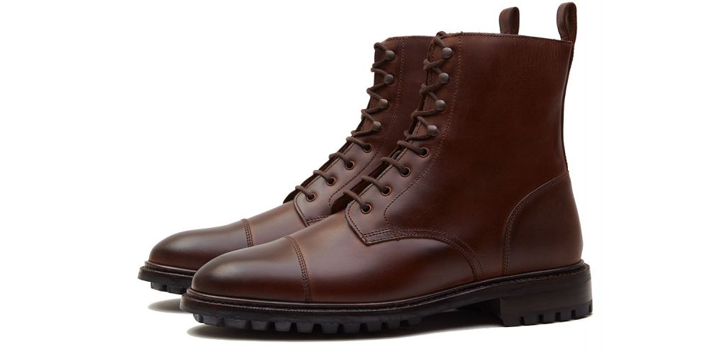 Carregadores de Brown derby corte pá, botas cordas com ganchos, homens botas marrons, botas Balmoral