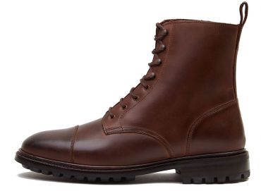 Carregadores de Brown derby corte pá, botas cordas com ganchos, homens botas marrons, botas Balmoral